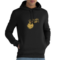 Sweat homme à capuche coton bio noir Duck You (Andy,Humour)