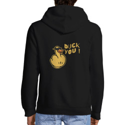 Sweat homme à capuche zippé noir Duck You (Andy,Humour)