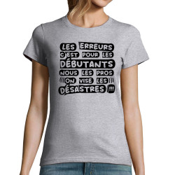 T-shirt femme gris chiné Les erreurs (Zewa,Slogans Débiles)
