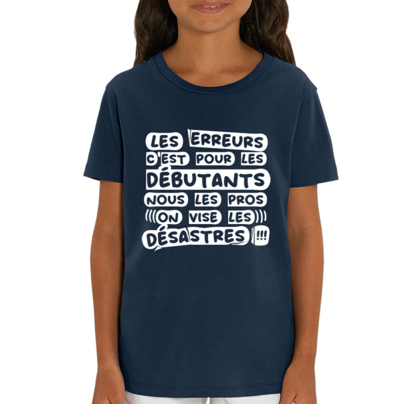 T-shirt enfant coton bio bleu marine Les erreurs (Zewa,Slogans Débiles)