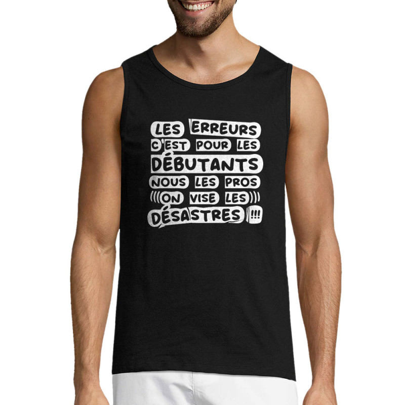 Débardeur homme noir Les erreurs (Zewa,Slogans Débiles)