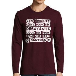T-shirt homme manches longues bordeaux Les erreurs (Zewa,Slogans Débiles)