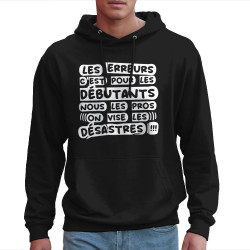 Sweat homme à capuche noir Les erreurs (Zewa,Slogans Débiles)