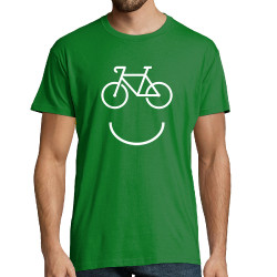 Tee-shirt homme vert prairie Bike Smiley (Gondrax,Vélo)