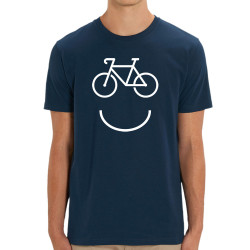 T-shirt homme coton bio bleu marine Bike Smiley (Gondrax,Vélo)