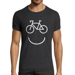T-shirt homme fit gris anthracite chiné Bike Smiley (Gondrax,Vélo)