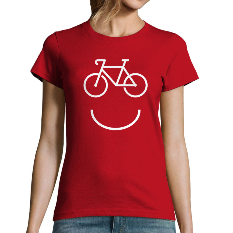 T-shirt femme rouge Bike Smiley (Gondrax,Vélo)