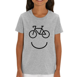 T-shirt enfant coton bio gris chiné Bike Smiley (Gondrax,Vélo)