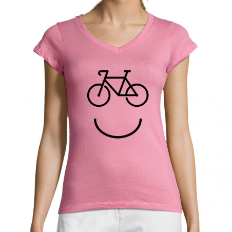 T-shirt femme col V "Bike...