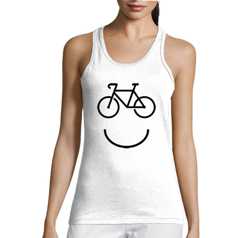 Débardeur femme blanc Bike Smiley (Gondrax,Vélo)