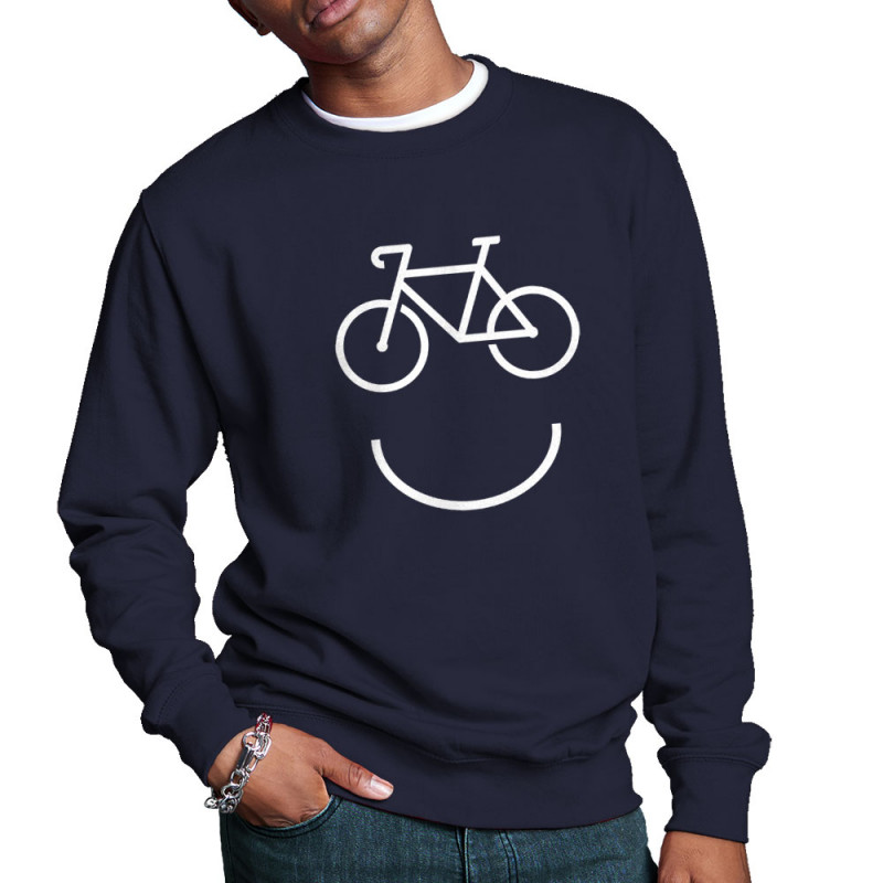 Sweat homme col rond bleu marine Bike Smiley (Gondrax,Vélo)