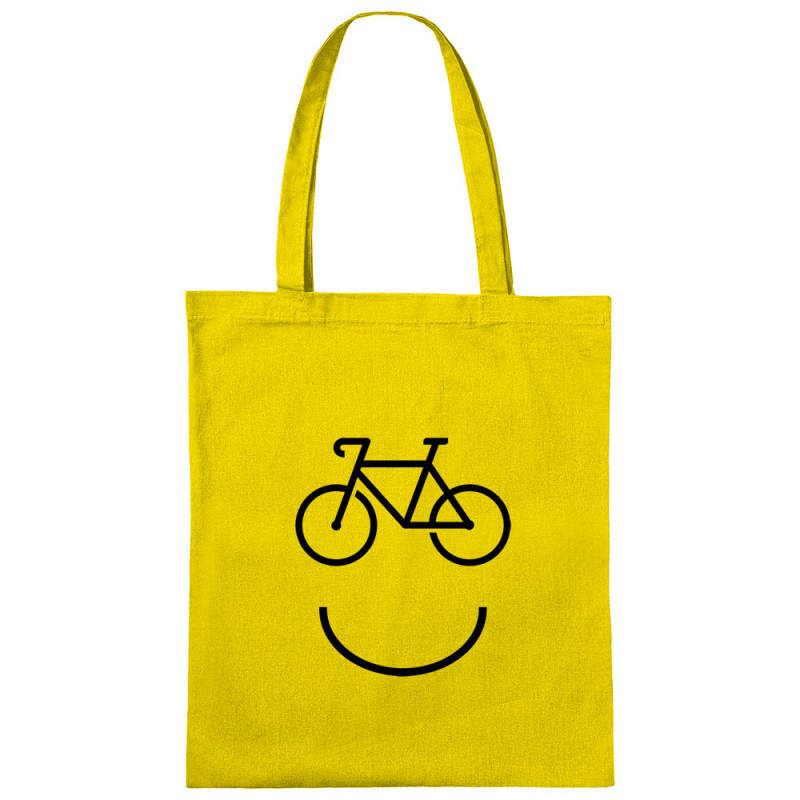 Sac shopping en toile jaune Bike Smiley (Gondrax,Vélo)