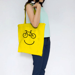 Sac shopping en toile jaune Bike Smiley (Gondrax,Vélo)