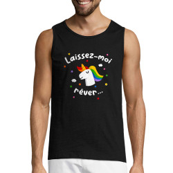 Débardeur homme noir Laissez-moi rêver (Gondrax,Humour,Slogans Débiles,Animaux)