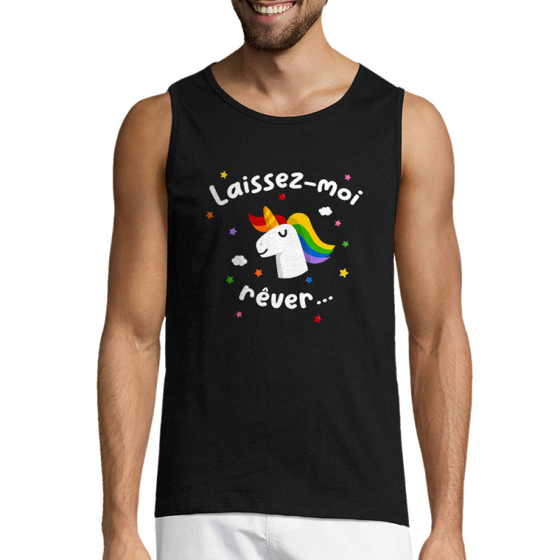 Débardeur homme noir Laissez-moi rêver (Gondrax,Humour,Slogans Débiles,Animaux)