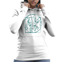 Sweat femme à capuche blanc Le poulpe de vitruve (Gondrax,Animaux,Détournements,Homme de Vitruve)