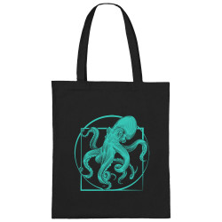 Sac shopping en toile noir Le poulpe de vitruve (Gondrax,Animaux,Détournements,Homme de Vitruve)