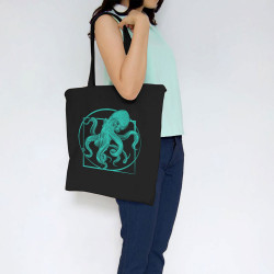 Sac shopping en toile noir Le poulpe de vitruve (Gondrax,Animaux,Détournements,Homme de Vitruve)