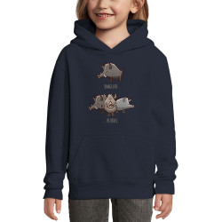 Sweat enfant à capuche bleu marine Sanglier Pluriel (Mr Mouton,Animaux,Humour)
