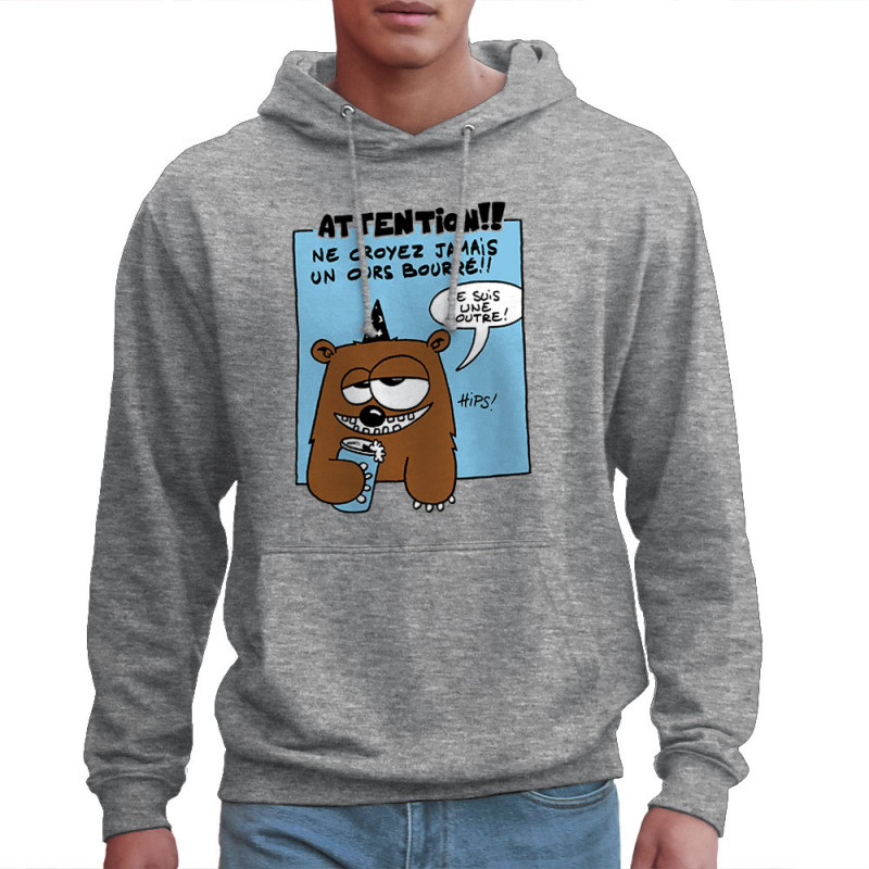 Sweat homme à capuche gris chiné Ne croyez jamais un ours bourré (Animaux)