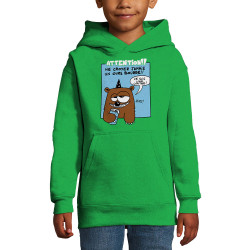 Sweat enfant à capuche vert prairie Ne croyez jamais un ours bourré (Animaux)