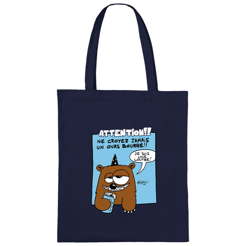 Sac shopping en toile bleu marine Ne croyez jamais un ours bourré (Animaux)