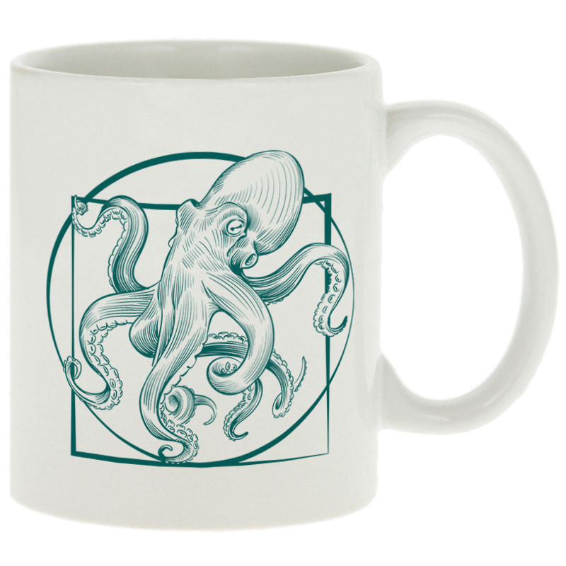 Mug blanc Le poulpe de vitruve (Gondrax,Animaux,Détournements,Homme de Vitruve)