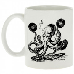 Mug blanc DJ Octopus (Gondrax,Les Bébêtes,Animaux,Teufeur)