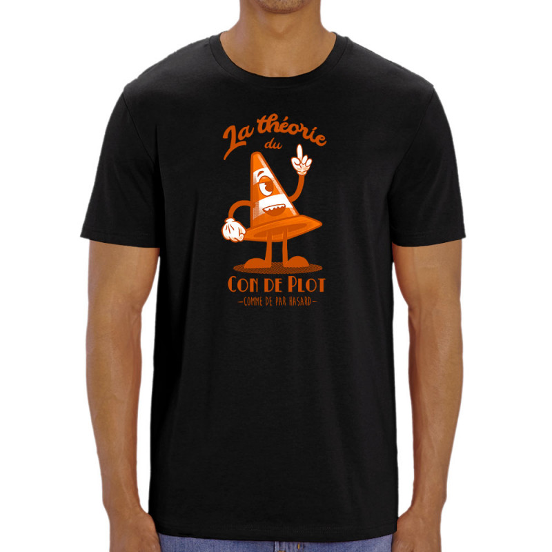 T-shirt homme coton bio noir La théorie du con de plot (Mr Mouton,Humour,Slogans Débiles)