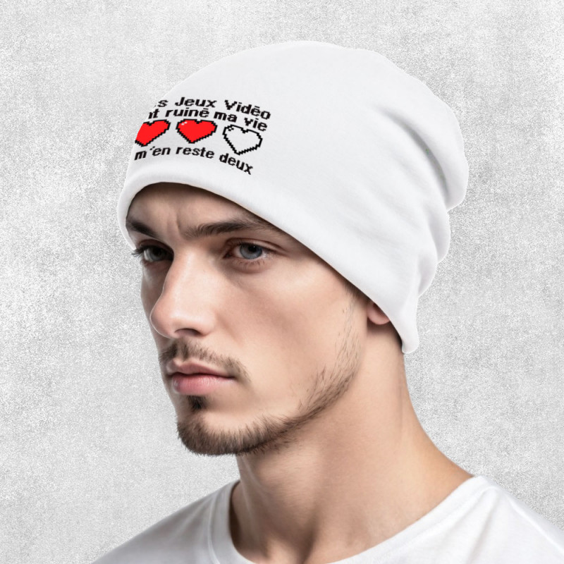 Bonnet unisexe blanc Les jeux vidéo ont ruiné ma vie (Humour,Jeux Vidéo / Geek)