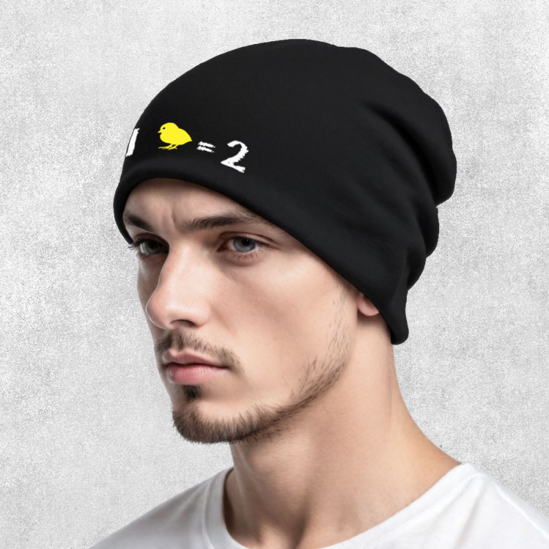 Bonnet unisexe noir 1 poussin égal 2 (Franck,Animaux,Humour,Des chiffres et des lettres,Devoirs de vacances)