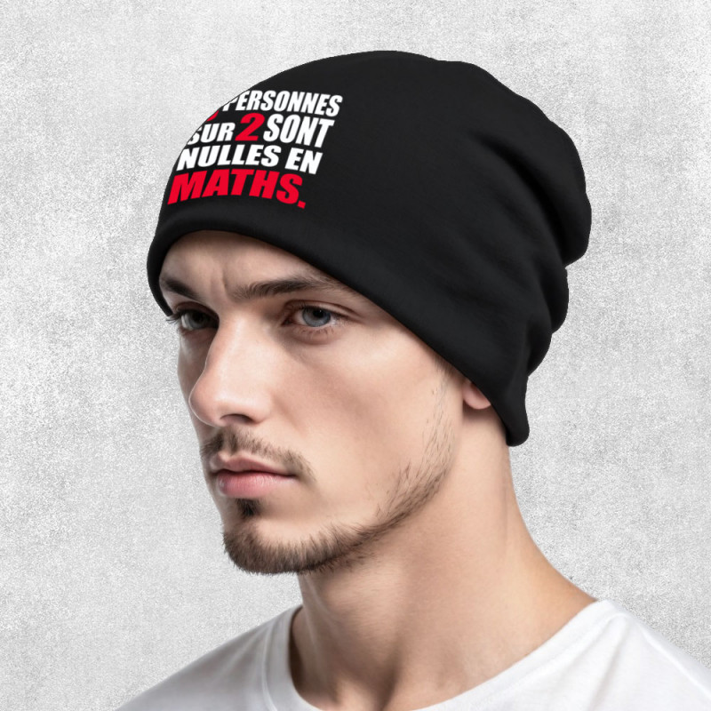 Bonnet unisexe noir 3 personnes sur 2 (Franck,Humour,Slogans Débiles,Des chiffres et des lettres,Devoirs de vacances)