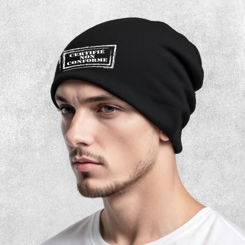 Bonnet unisexe noir Certifié non conforme (Gondrax,Slogans engagés)
