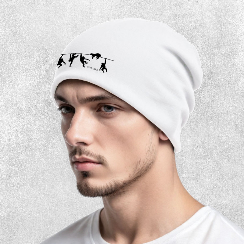 Bonnet unisexe blanc Stay Cool (Gondrax,Animaux,Stay,Paresse)