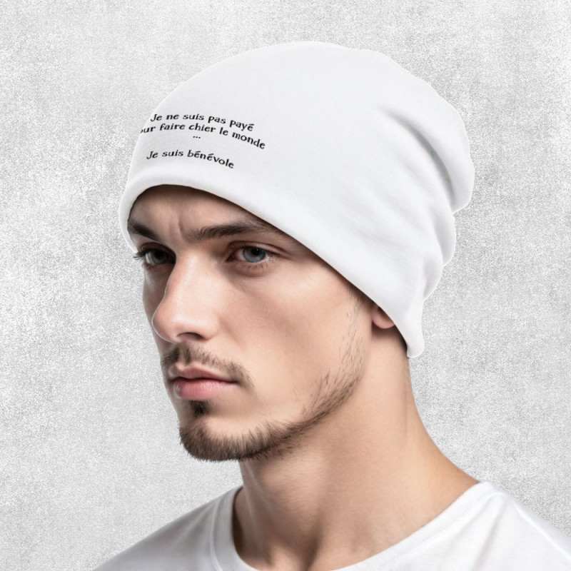 Bonnet unisexe blanc Bénévole (Homme) (Gondrax,Slogans Débiles,Humour)