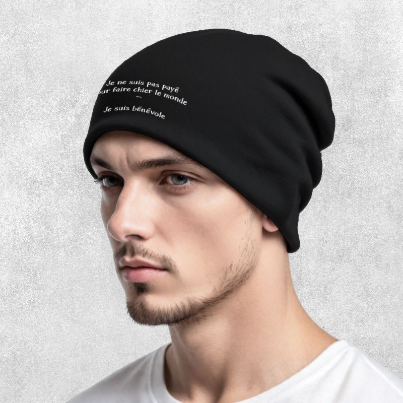 Bonnet unisexe noir Bénévole (Homme) (Gondrax,Slogans Débiles,Humour)