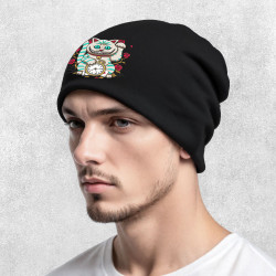 Bonnet unisexe noir Lucky Alice Cat (Le Duc,Animaux,Chats)