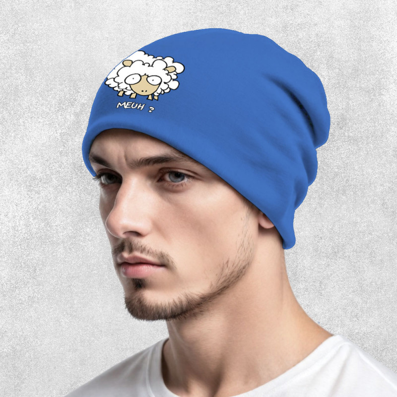 Bonnet unisexe bleu royal Meuh (Animaux)