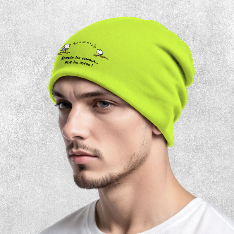 Bonnet unisexe green Ecoute les oiseaux pas les infos (Gondrax,Animaux,Slogans Débiles)