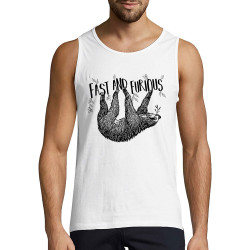 Débardeur homme blanc Fast and Furious Paresseux (Les Bébêtes,Animaux,Paresse)
