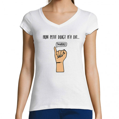 T-shirt femme col V "Mon...