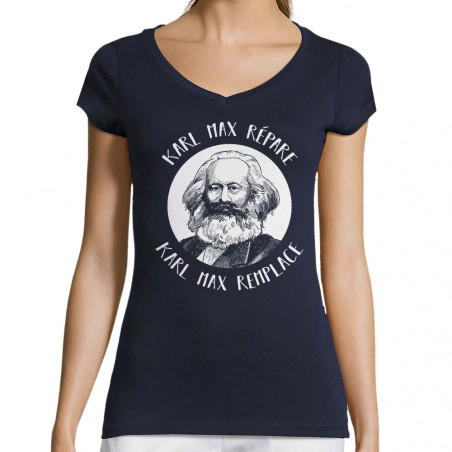 T-shirt femme col V "Karl...