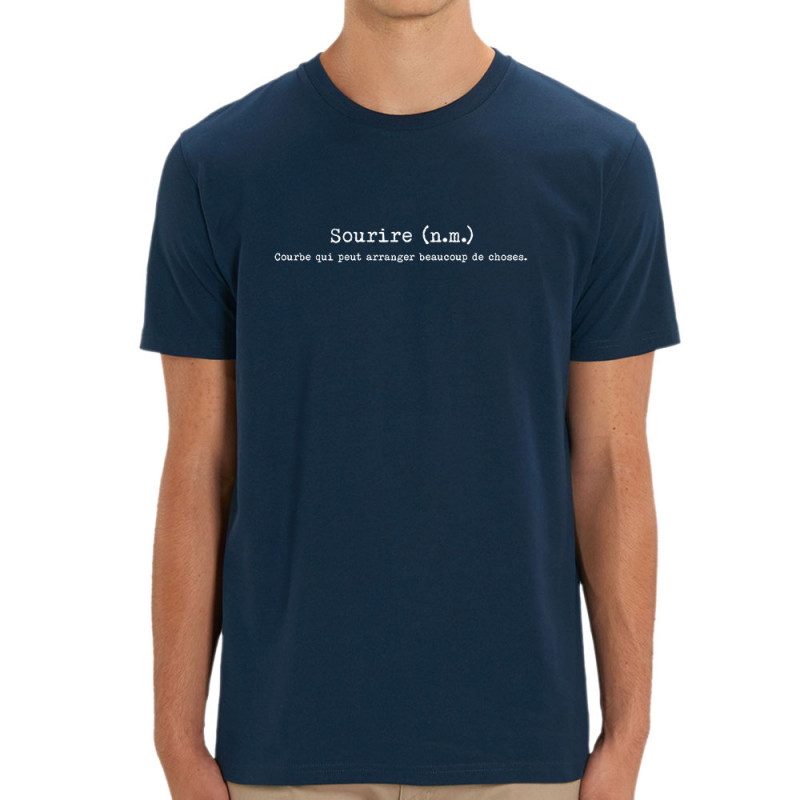 T-shirt homme coton bio bleu marine Sourire définition (Gondrax,Humour,Slogans Débiles)