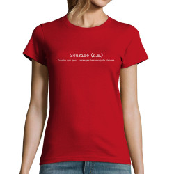 T-shirt femme rouge Sourire définition (Gondrax,Humour,Slogans Débiles)