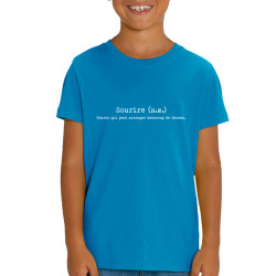 T-shirt enfant coton bio bleu azur Sourire définition (Gondrax,Humour,Slogans Débiles)