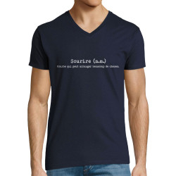 T-shirt homme col V bleu marine Sourire définition (Gondrax,Humour,Slogans Débiles)