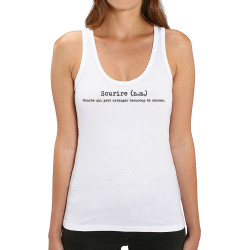 Débardeur femme coton bio blanc Sourire définition (Gondrax,Humour,Slogans Débiles)