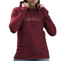 Sweat femme à capuche bordeaux Sourire définition (Gondrax,Humour,Slogans Débiles)