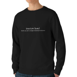 Sweat homme bio col rond noir Sourire définition (Gondrax,Humour,Slogans Débiles)