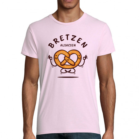 T-shirt homme coton bio rose pale Bretzen Alsacien (Baxt,Humour,Fruits & Légumes)